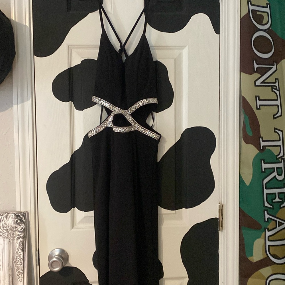 Rhinestone Trim Cutout Mermaid Gown prom dress